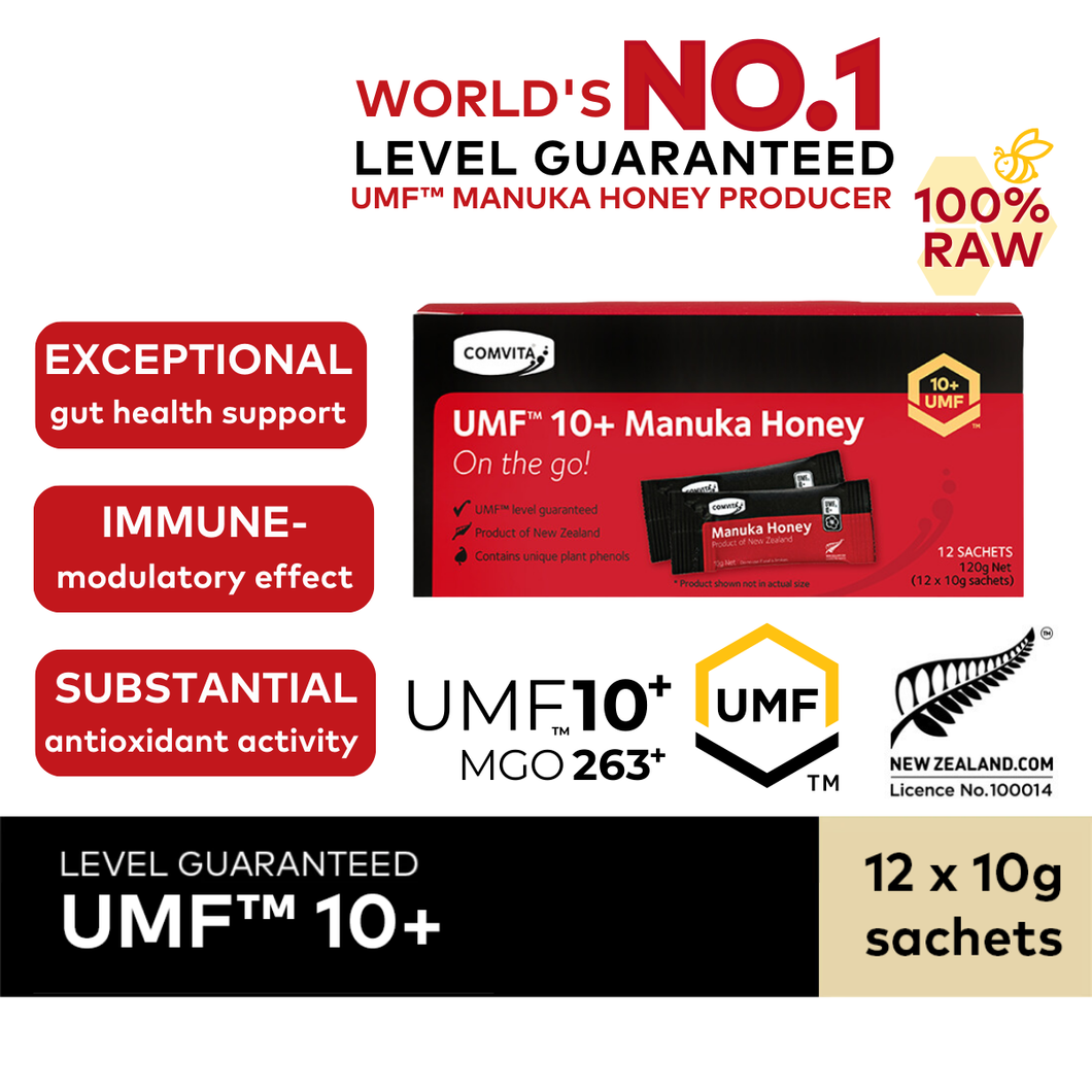 UMF™ 10+ Manuka Honey, 12 sachets.