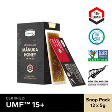 Load image into Gallery viewer, UMF™ 15+ Manuka Honey Snap Pack 12s (5gx12)
