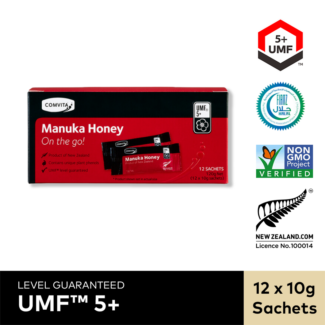 UMF™ 5+ Manuka Honey, 12 sachets.